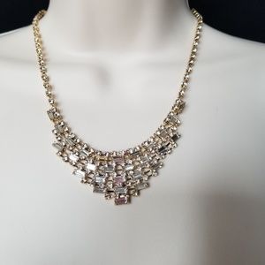 Prom Wedding Gold Rhinestone Elegant Necklace Valentines Day